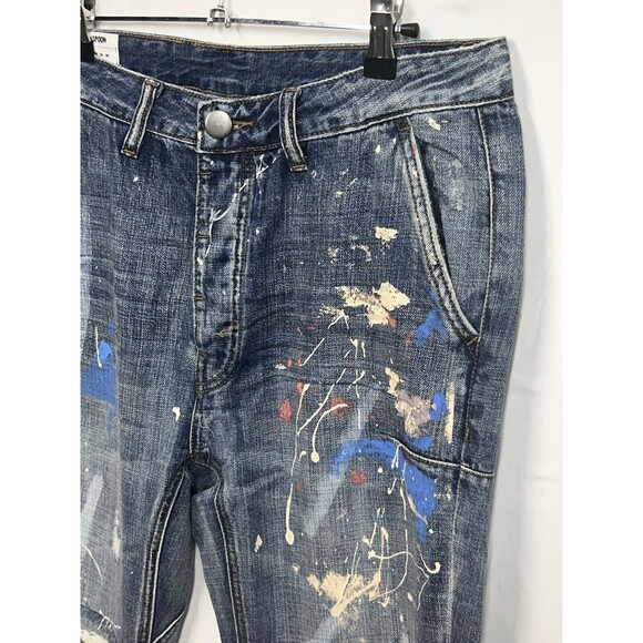 NWT Man X One Teaspoon 32R Mr Browns Blue Suede Paint Splatter Distressed Jeans - Picture 9 of 10